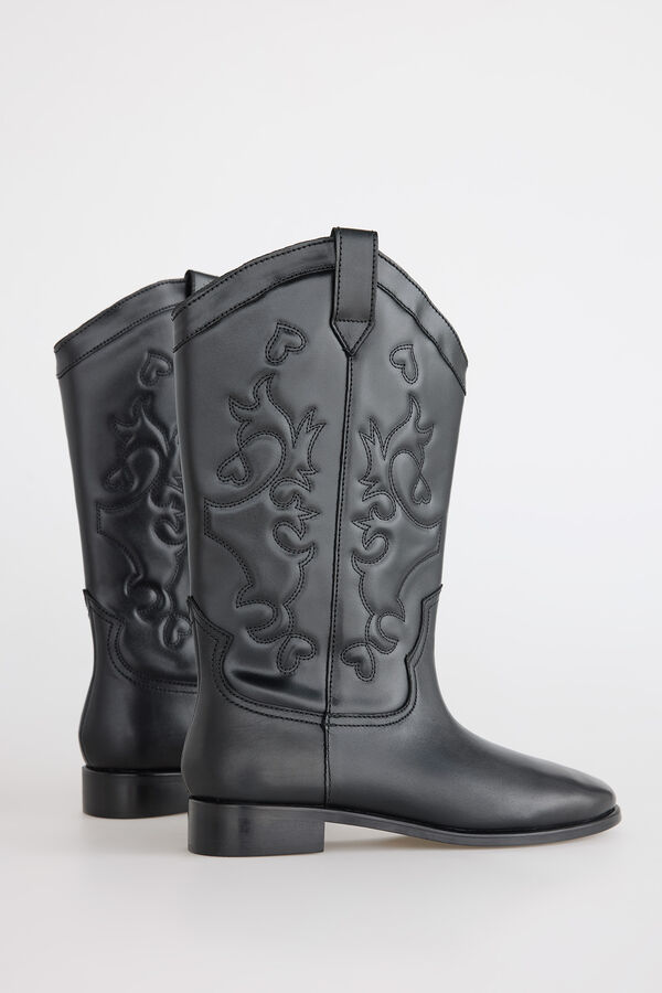 Slowlove Bota de pele plana Preto