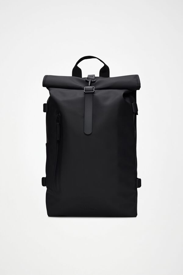 Rains Mochila rolltop grande imperme&aacute;vel Preto