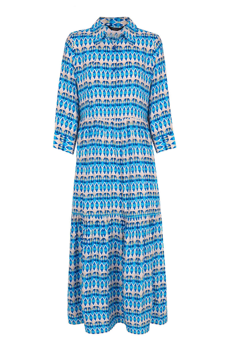 Cortefiel Long printed dress Printed blue