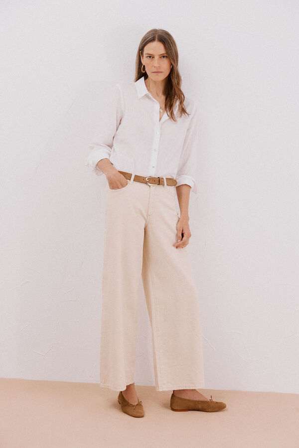 Cortefiel striped cotton shirt White