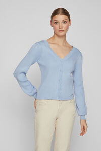 Cortefiel Jersey-knit cardigan with long sleeves Blue