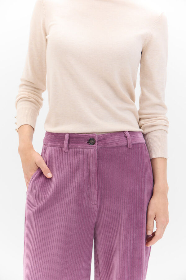 Cortefiel Corduroy straight trousers Lilac