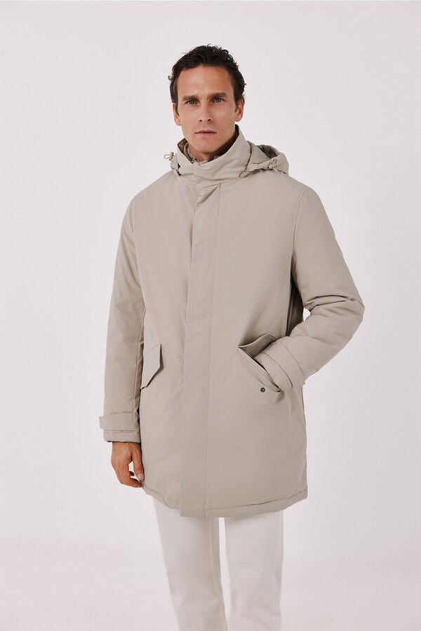 Cortefiel Waterproof trench with removable lining Beige