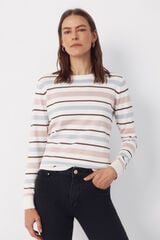 Cortefiel Striped jersey-knit jumper Pink