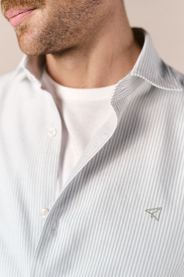 OOTO Camisa oxford raya candela manga larga Kaki