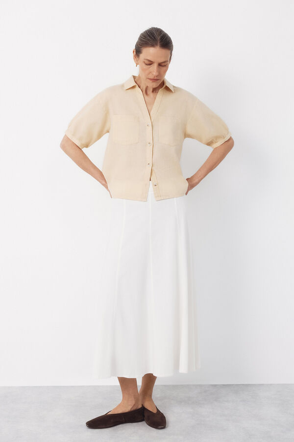 Cortefiel Rustic short sleeve shirt Yellow