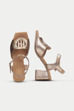 Cortefiel Rosalia heeled sandal with logo on upper Brown