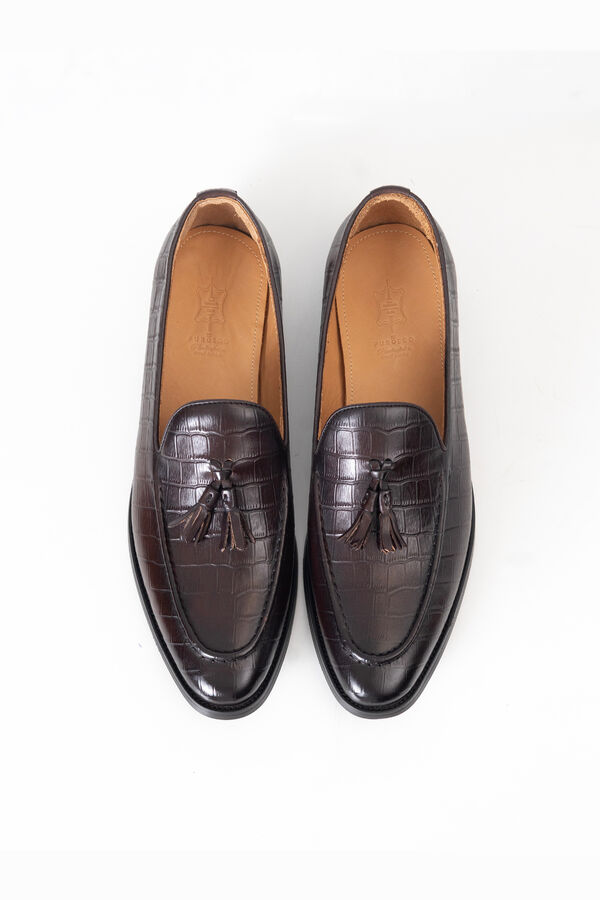 PuroEGO Printed leather tassel loafer Brown