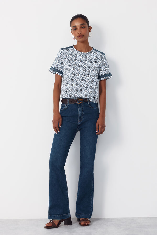 Cortefiel Camiseta com detalhe de bainha Azul