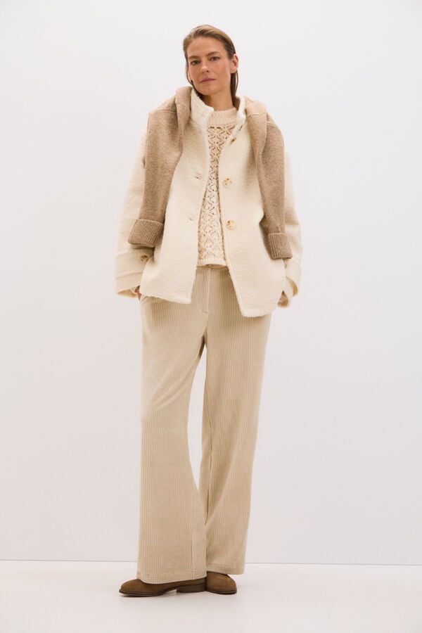 Cortefiel Short soft fabric jacket Ivory