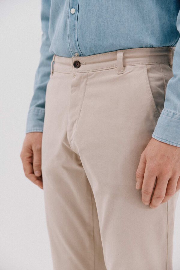 Cortefiel Washed chinos pants Beige