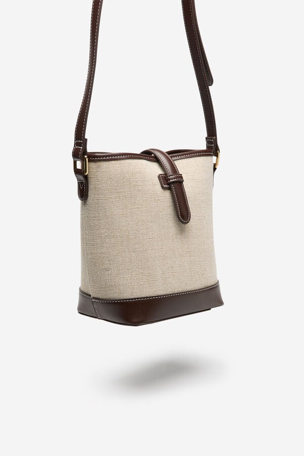 Cortefiel Rustic fabric shoulder bag Beige