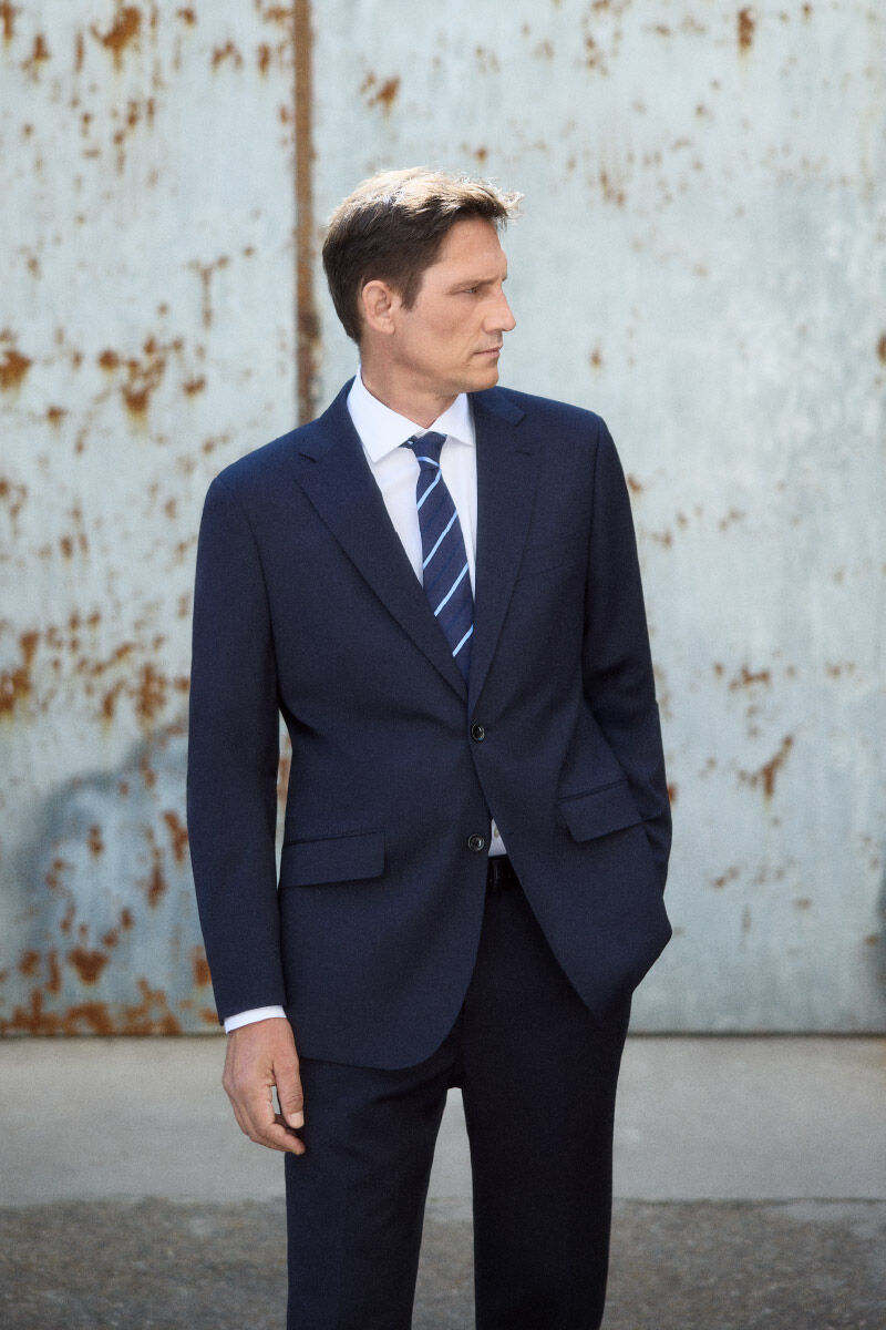 Cortefiel Navy plain faux leather jacket