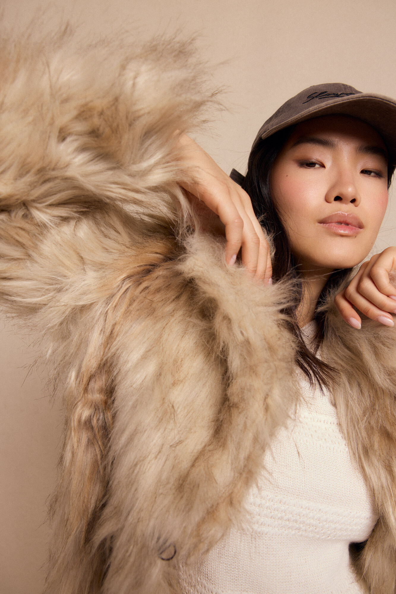 Slowlove Sobretudo comprido efeito pelo