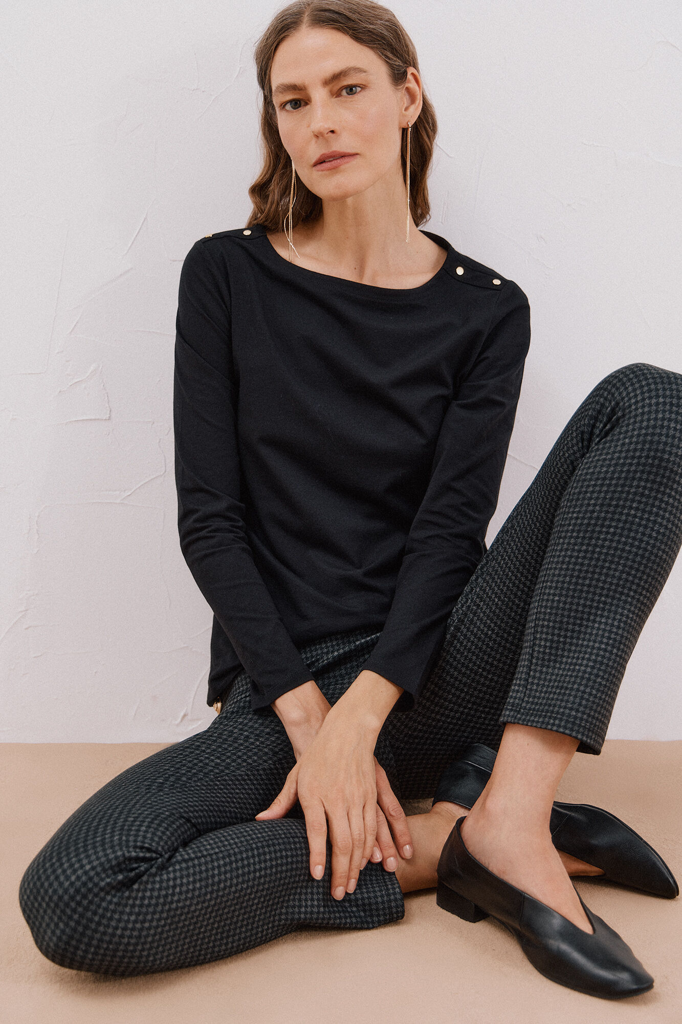 Cortefiel Boat neck T-shirt with buttons