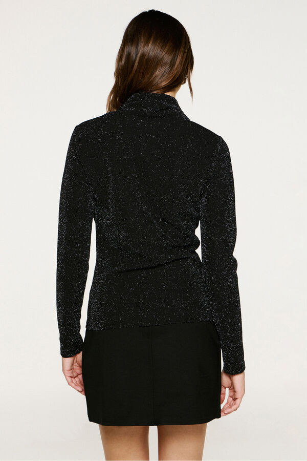 Selected Top de manga comprida com glitter  Preto