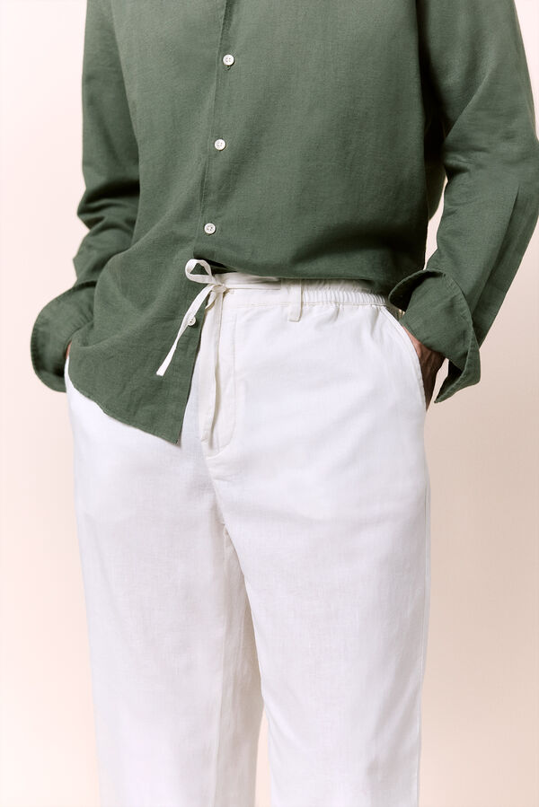 OOTO Linen-cotton regular fit trousers Ivory