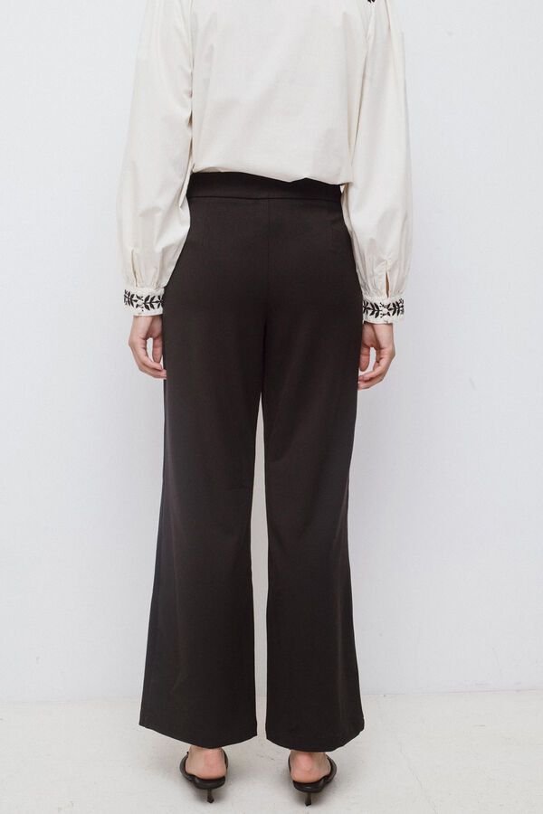 Vila Long trousers with side buttons Black