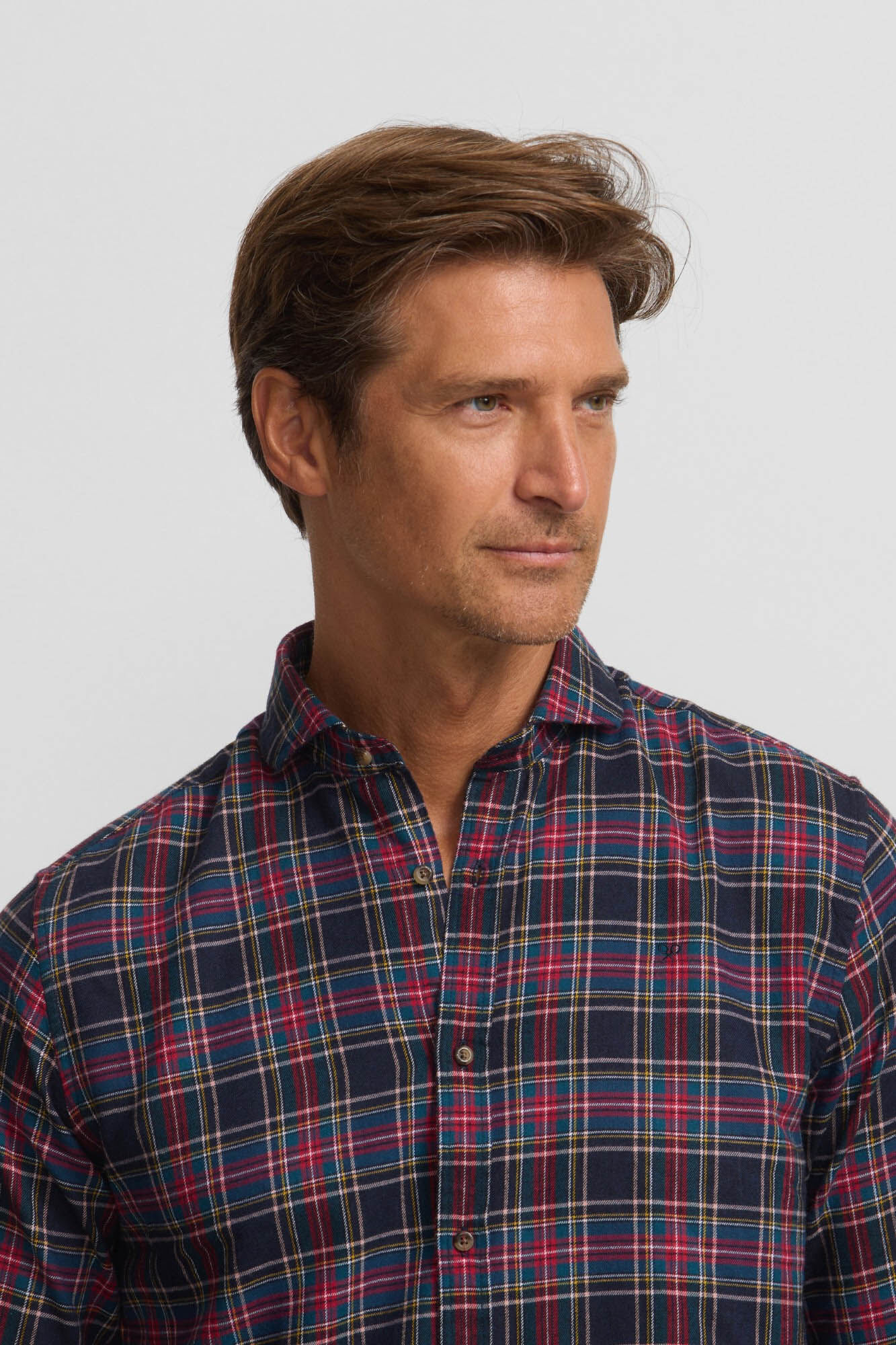 Silbon Camisa esportiva xadrez tartan bicolor