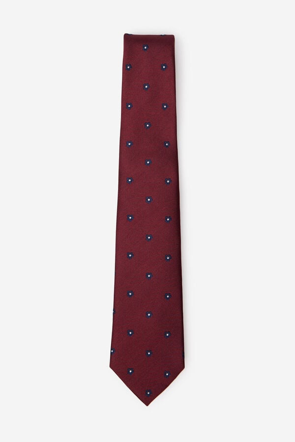 Cortefiel Natural silk tie Maroon