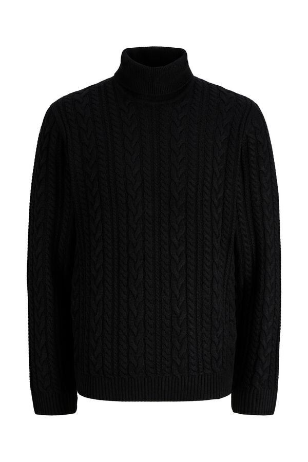 Jack & Jones Camisola de gola alta em algod&atilde;o Preto