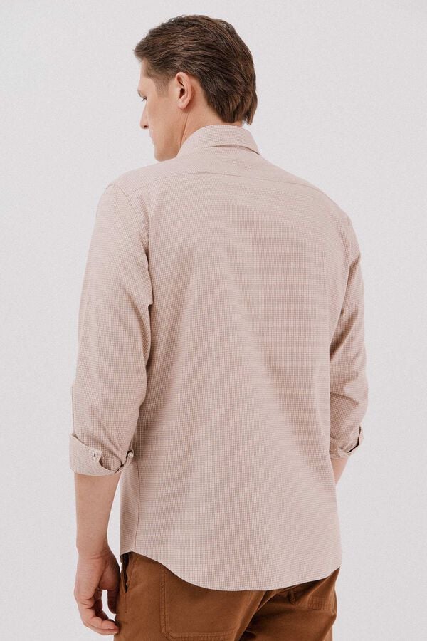 Cortefiel Checked twill shirt Camel
