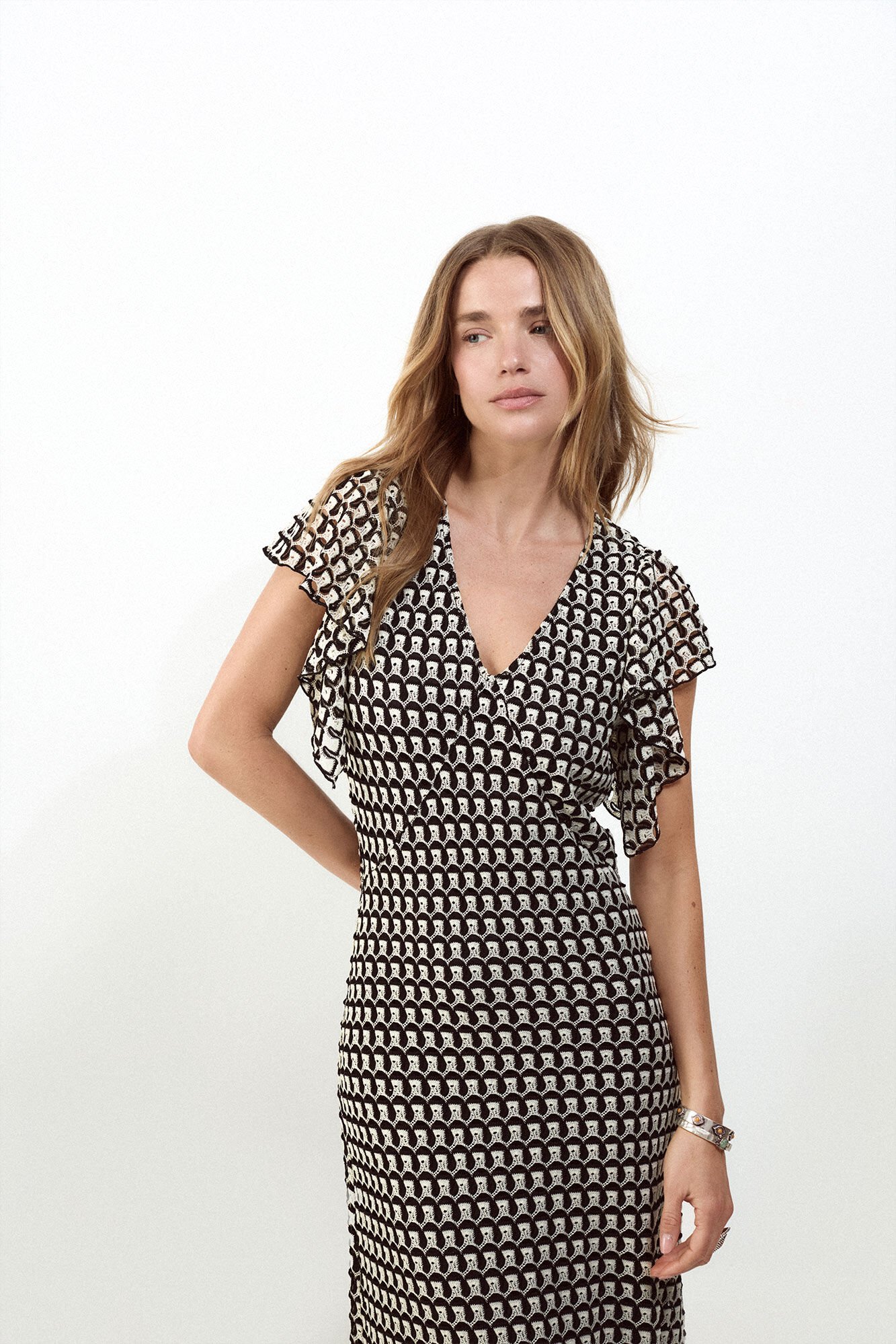 Cortefiel Vestido estructura multicolor Negro
