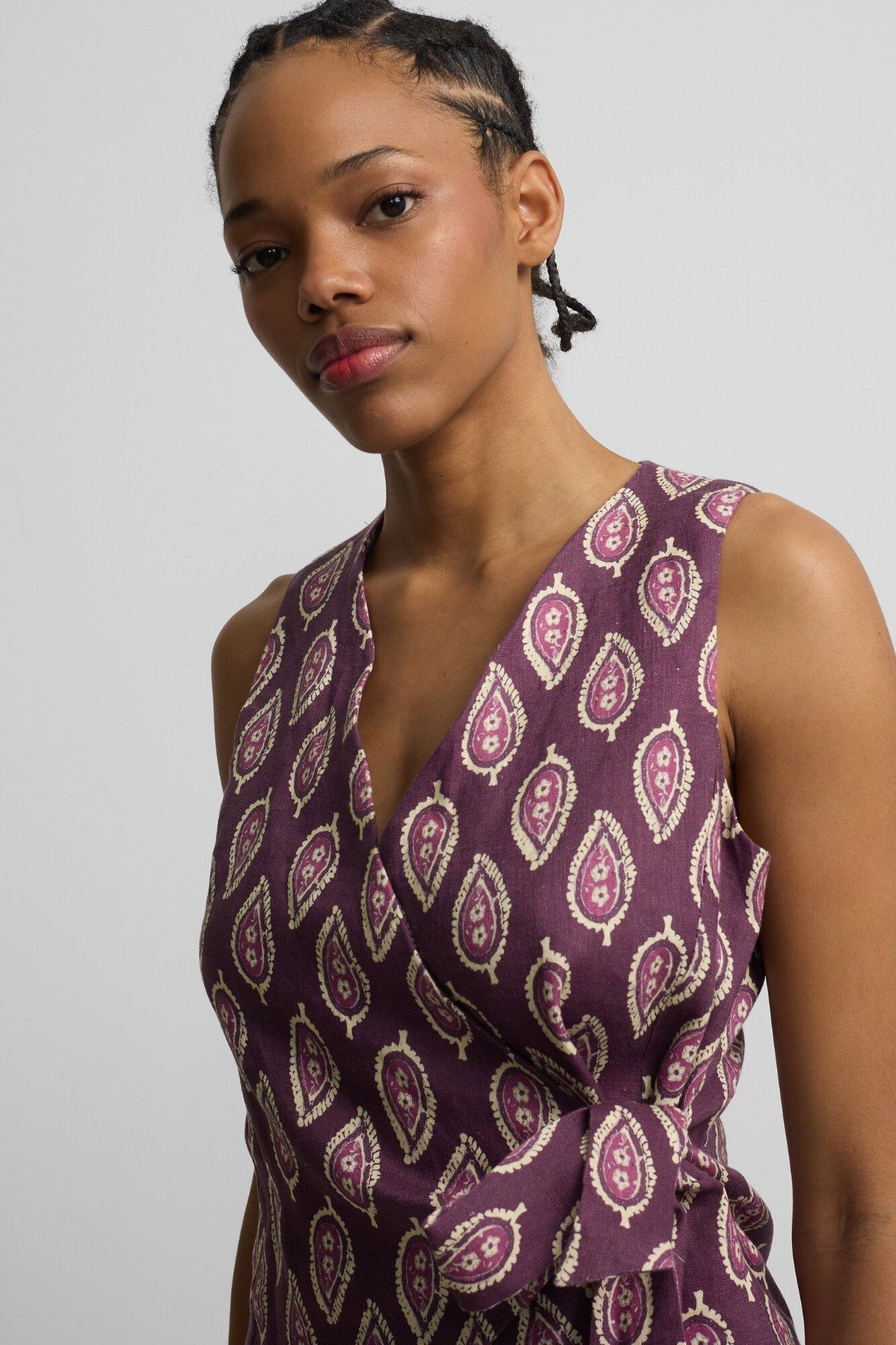 Silbon Chaleco cruzado lazo estampado