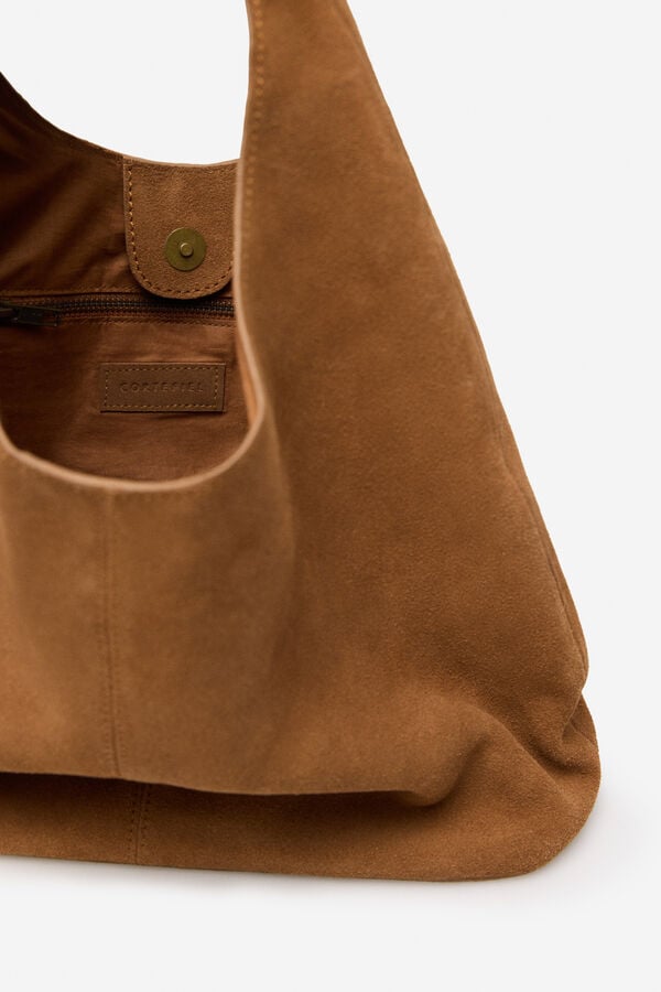 Cortefiel Leather weaved hobo Brown