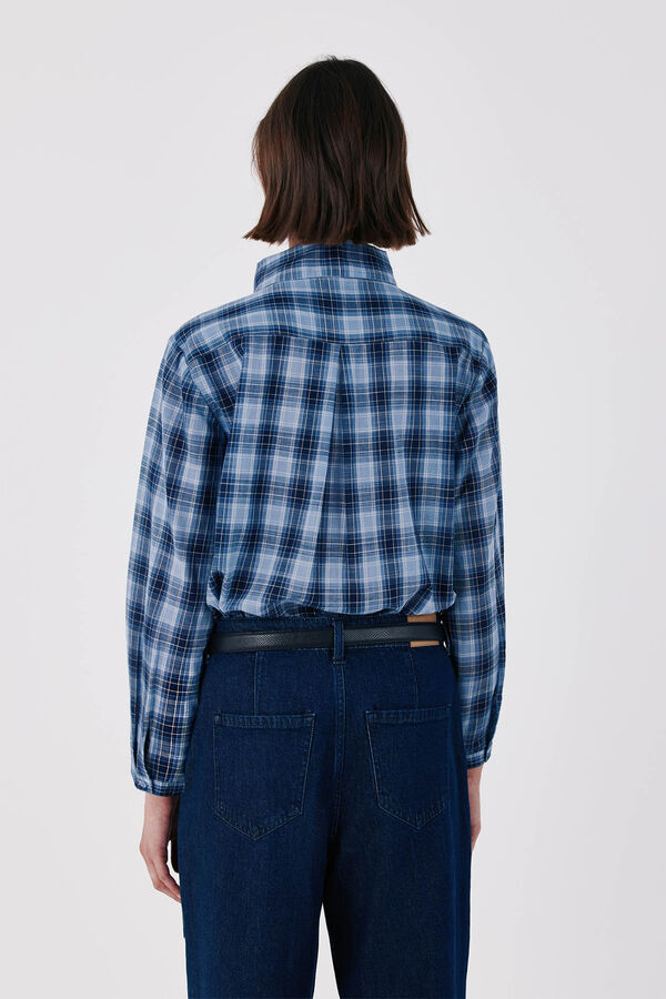 Cortefiel Plaid tie shirt Printed blue