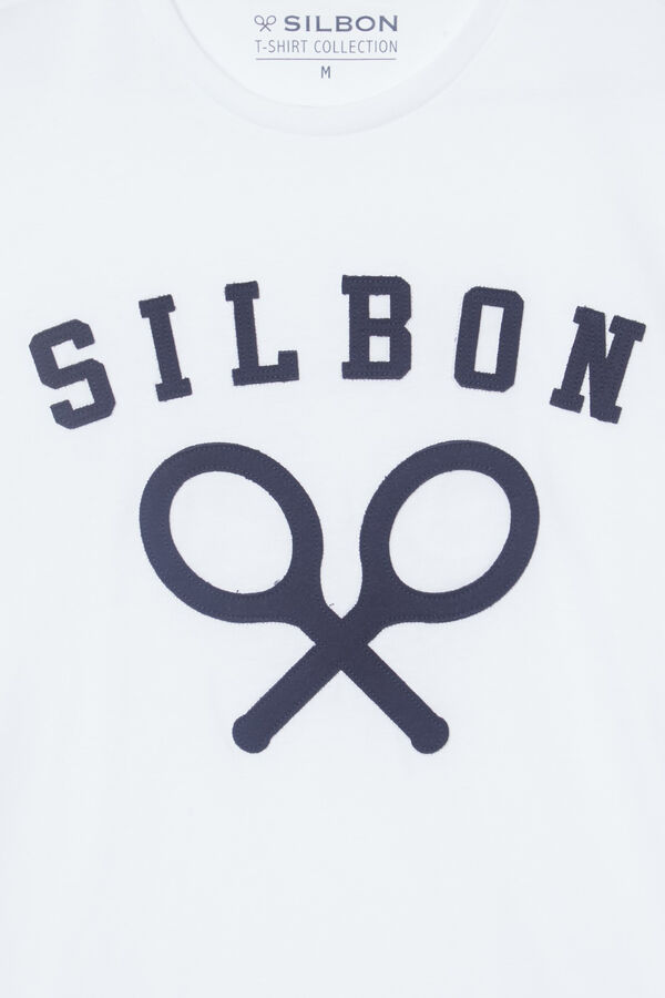 Silbon White racket branding T-shirt White