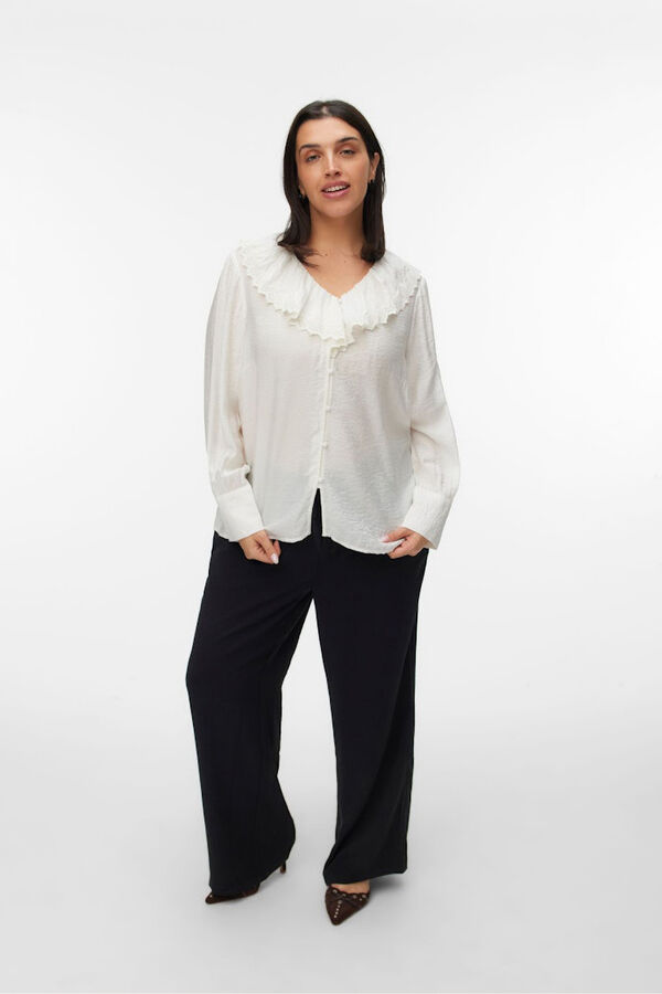 Vero Moda Curve Camisa plus size com gola folho Branco