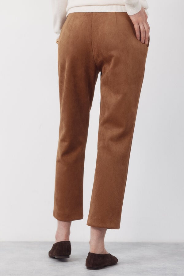 Cortefiel Suede buttons -up trousers Beige