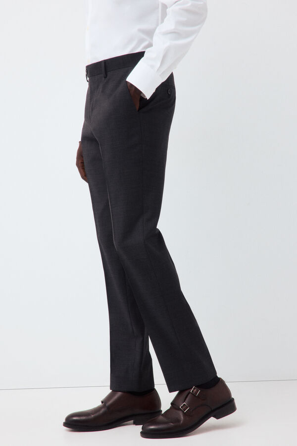 Cortefiel Grey smart fabric plaid slim trousers Dark grey