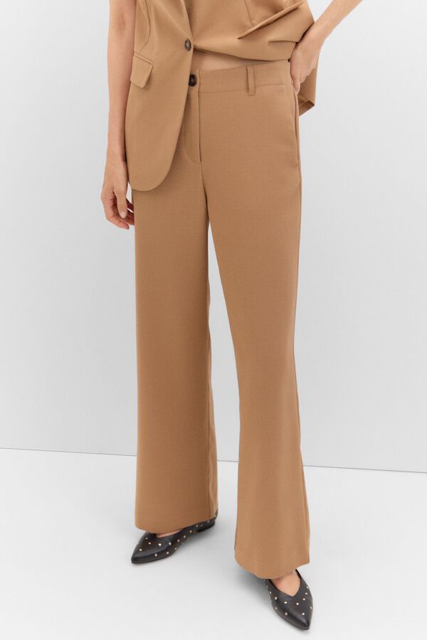 Cortefiel Pantal&oacute;n vestir ancho Marr&oacute;n oscuro