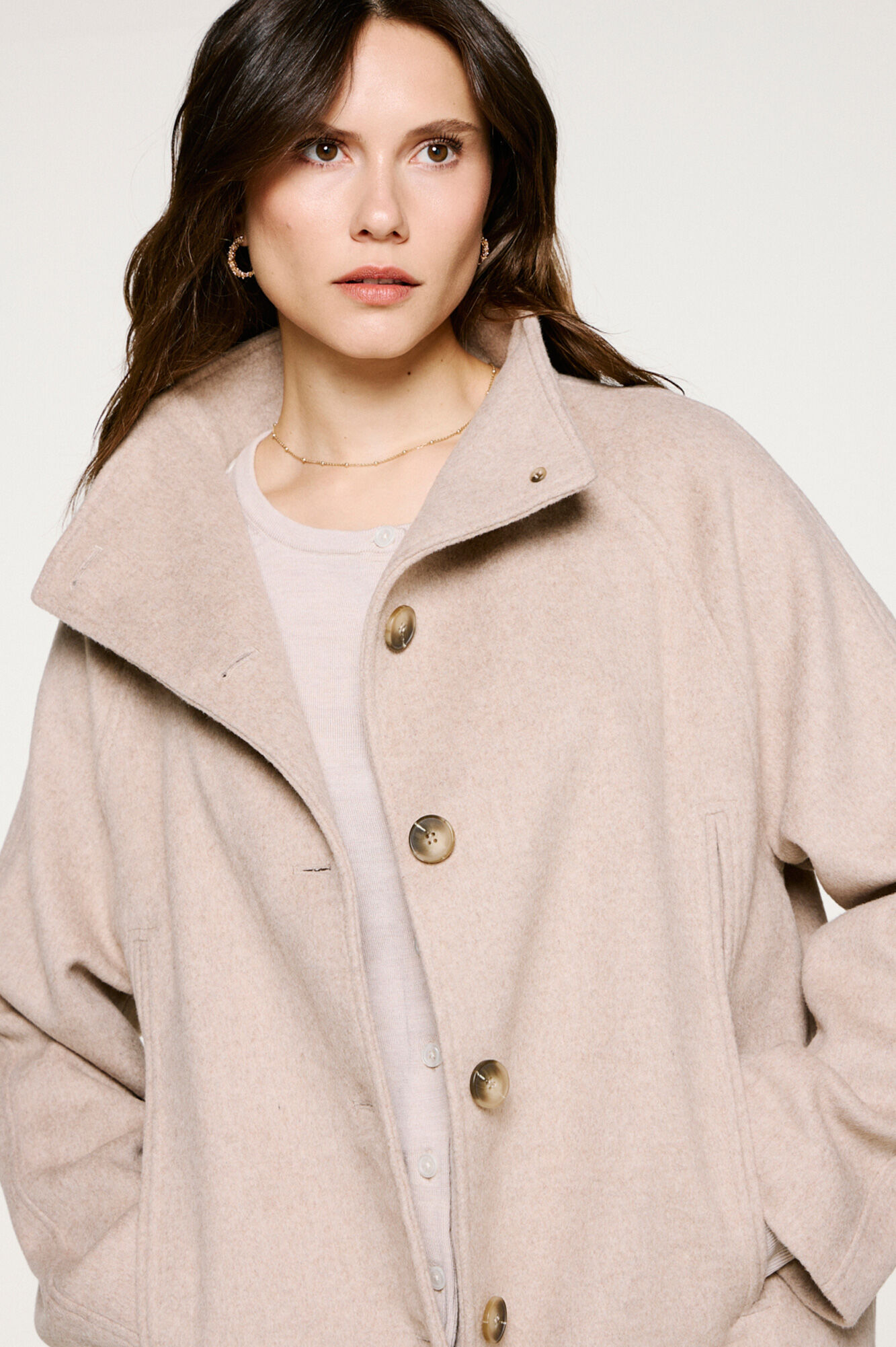 Selected Sobretudo com gola chamin&eacute;.