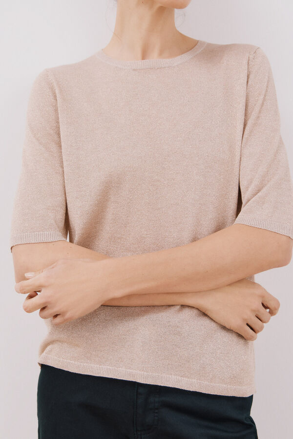 Cortefiel Metallic jersey-knit jersey Nude