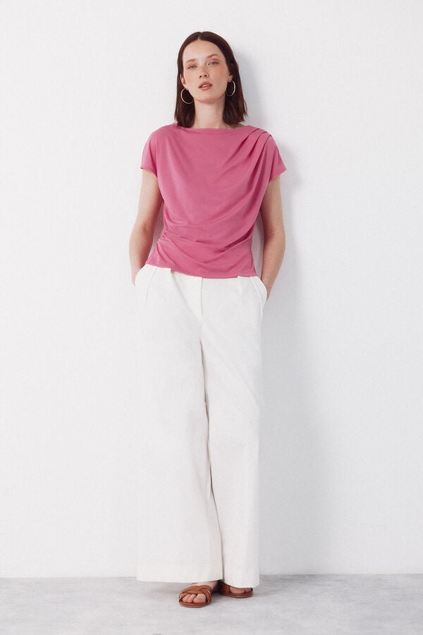 Cortefiel Blusa plissada de manga curta Subiu