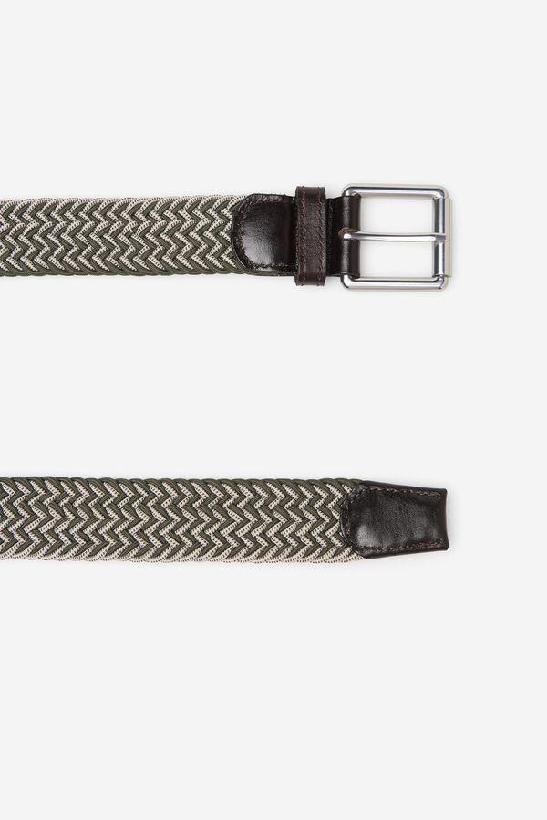 Cortefiel Elastic braided belt Kaki