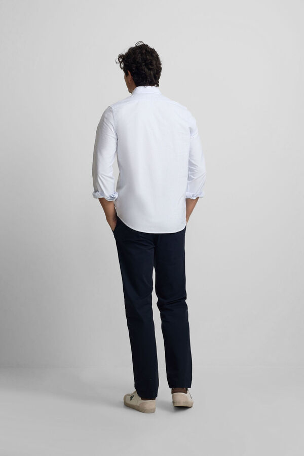 Silbon Camisa Oxford casual com riscas Azul