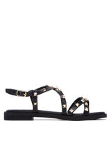 XTI Sand&aacute;lia estilo romana com tachas Preto