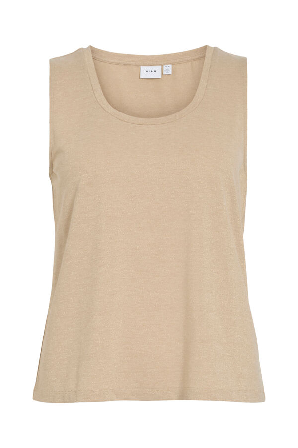 Vila Top de mulher sem mangas com l&uacute;rex Tostado