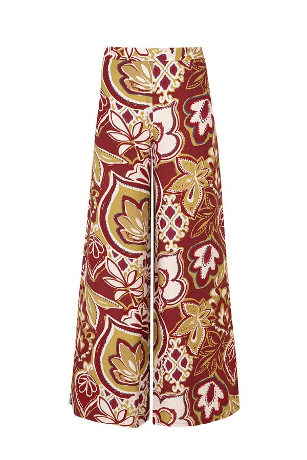 Cortefiel Printed wide-leg trousers Printed white