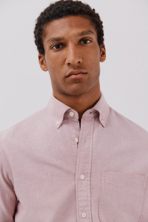 Cortefiel Plain oxford shirt Maroon