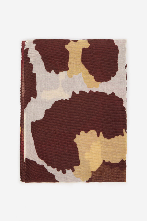 Cortefiel Pleated scarf Printed brown