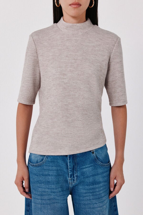 Cortefiel Short sleeve top Beige