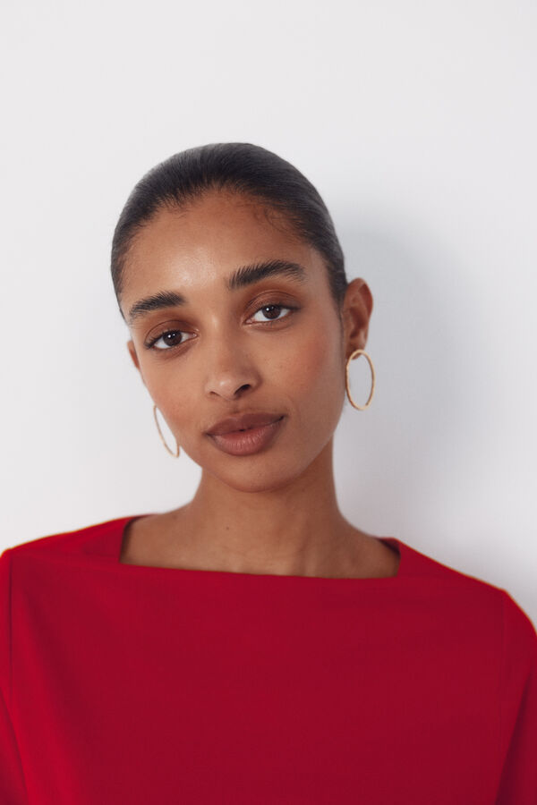 Cortefiel Boat neck t-shirt Red