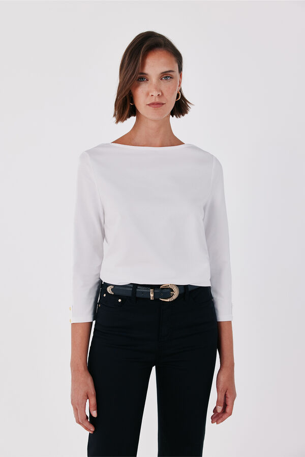 Cortefiel Boat neck T-shirt White