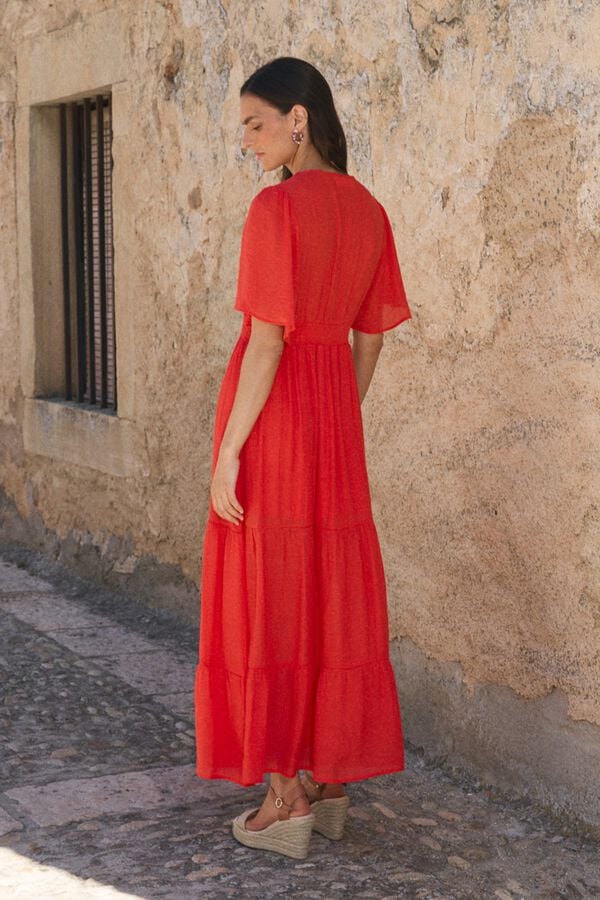 Pol&iacute;n Et Moi Vestido comprido Linda Vermelho