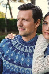 Cortefiel Christmas sweater with a wool crew neck Navy